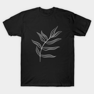 Botanical Leaf Line Drawing - Leaves in the Wind 3 T-Shirt